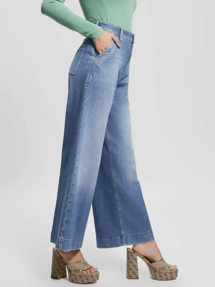 Women GUESS Jeans and Denim Dakota Cropped WideLeg Jeans Genial