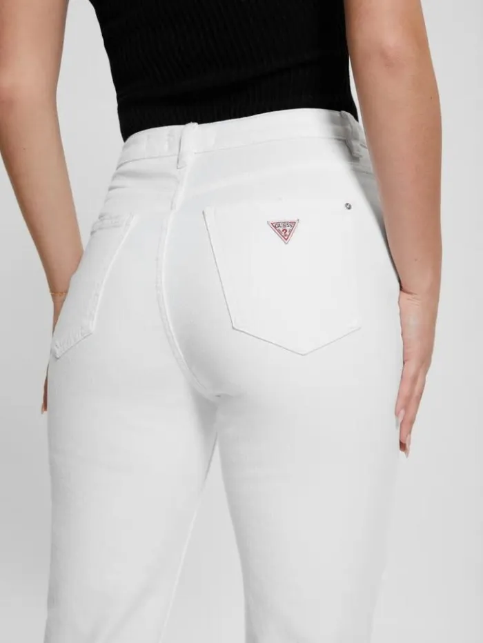 Women GUESS Jeans and Denim Destroyed Mom Jeans Pure White Multi