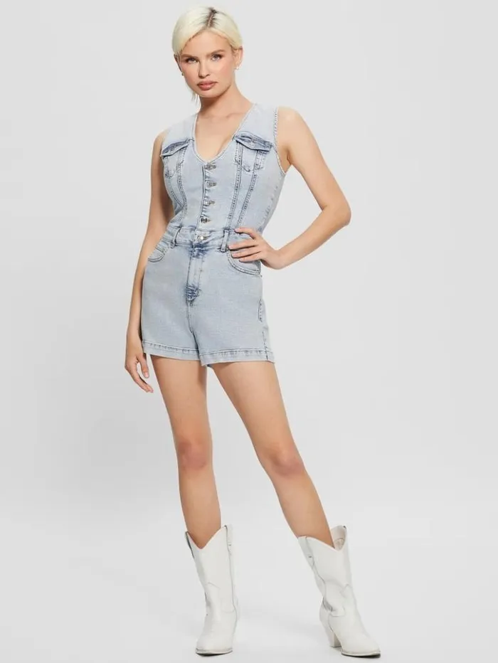 Women GUESS Jeans and Denim Eco Bella Denim Romper Heart Lake