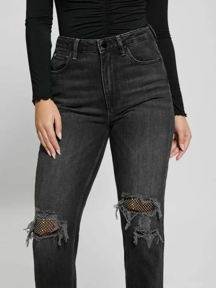 Women GUESS Jeans and Denim Eco Crystal RipandRepair Mom Jeans Authentic Net Women GUESS Jeans and Denim Eco Crystal RipandRepair Mom Jeans Authentic Net