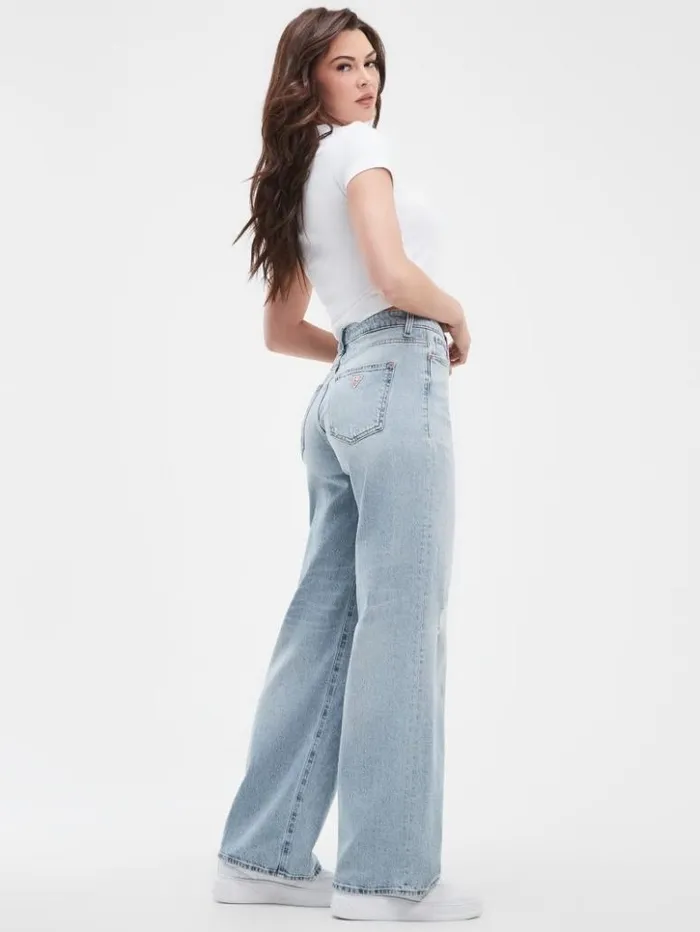 Women GUESS Jeans and Denim Eco Distressed HighRise Wide Leg Jeans Moonstone Blue Women GUESS Jeans and Denim Eco Distressed HighRise Wide Leg Jeans Moonstone Blue