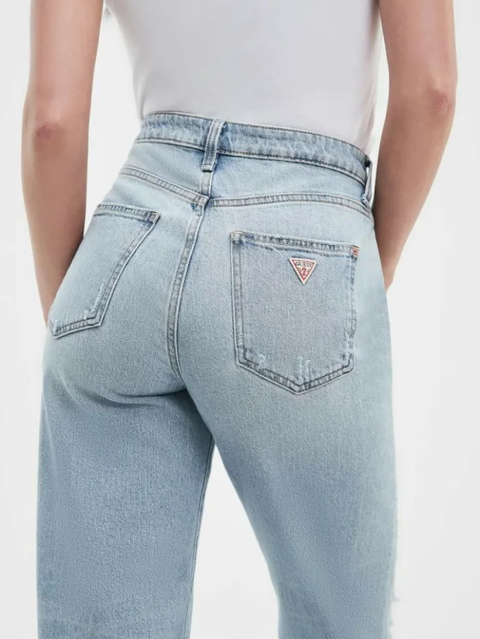 Women GUESS Jeans and Denim Eco Distressed HighRise Wide Leg Jeans Moonstone Blue Women GUESS Jeans and Denim Eco Distressed HighRise Wide Leg Jeans Moonstone Blue