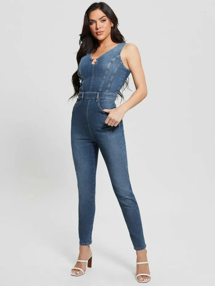 Women GUESS Jeans and Denim Eco Ester Denim Jumpsuit Feather Ocean