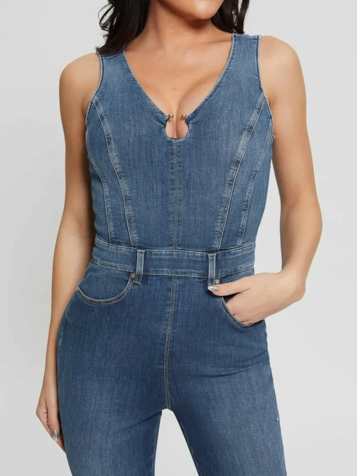 Women GUESS Jeans and Denim Eco Ester Denim Jumpsuit Feather Ocean
