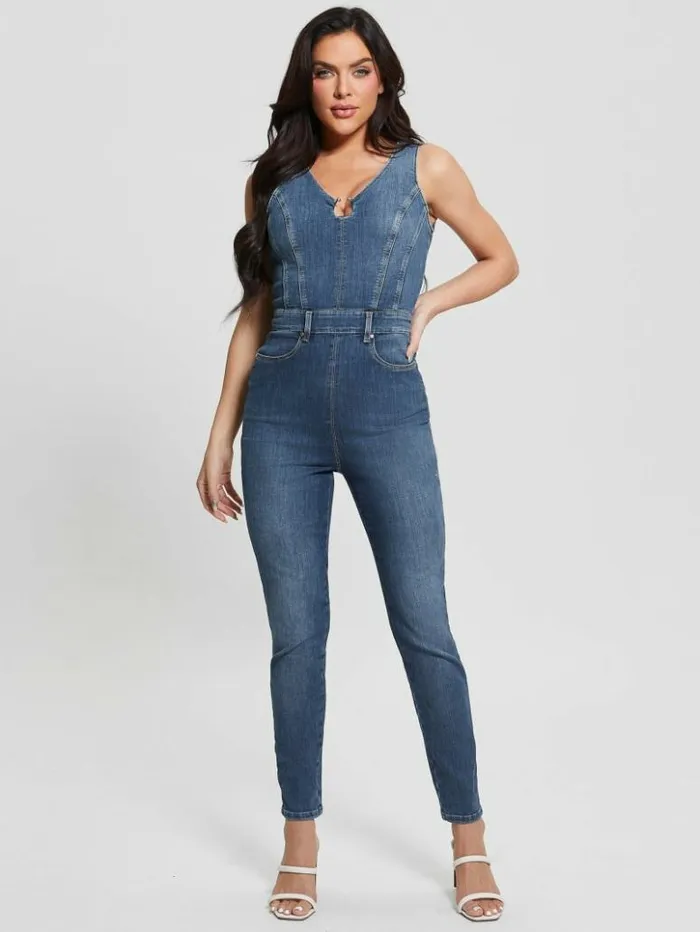Women GUESS Jeans and Denim Eco Ester Denim Jumpsuit Feather Ocean