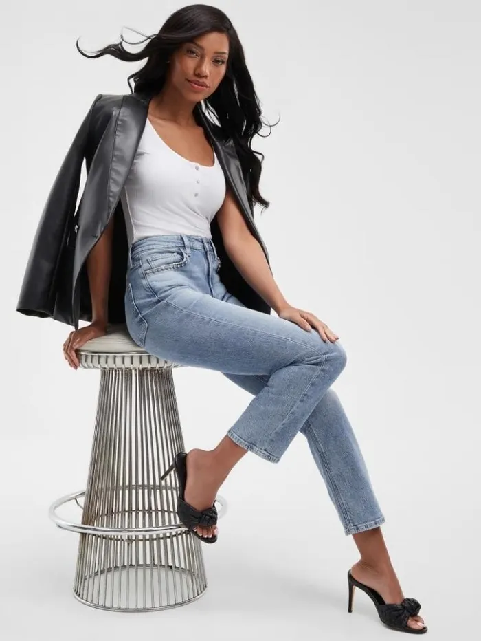 Women GUESS Jeans and Denim Eco Girly Crystal Straight Jeans Feel Pretty