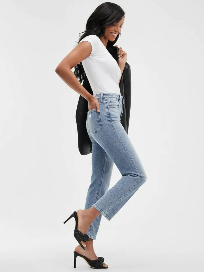 Women GUESS Jeans and Denim Eco Girly Crystal Straight Jeans Feel Pretty