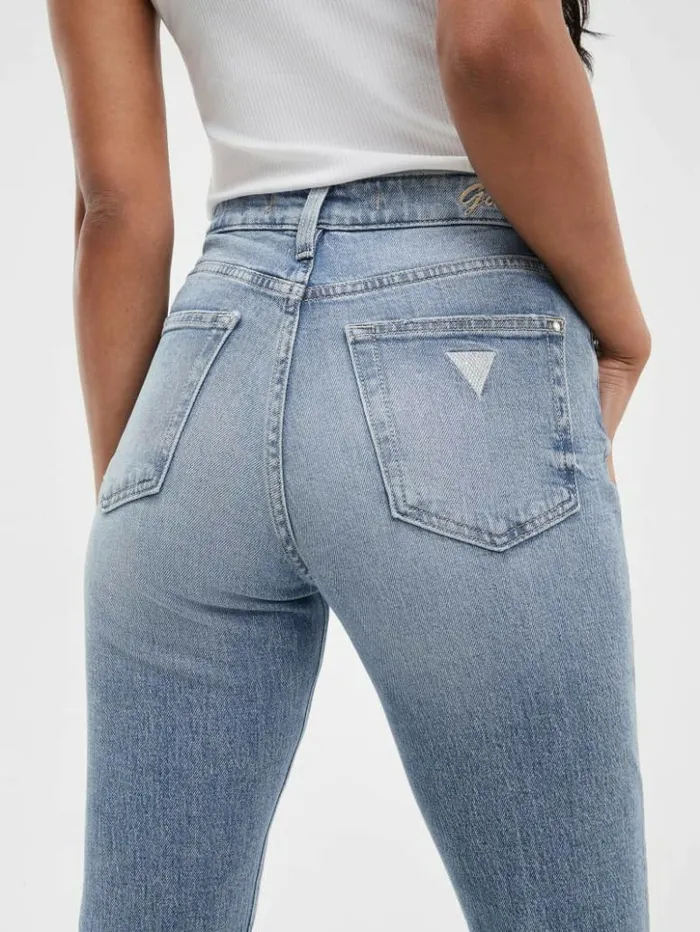 Women GUESS Jeans and Denim Eco Girly Crystal Straight Jeans Feel Pretty