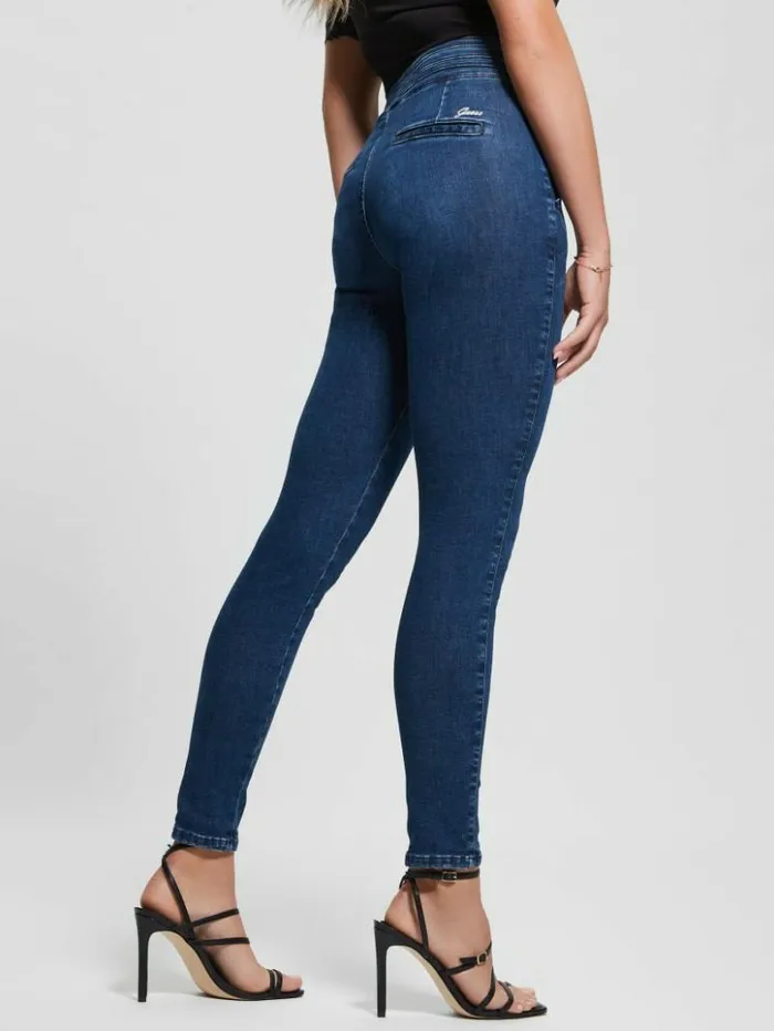 Women GUESS Jeans and Denim Eco Sculy Pleated Waist Skinny Jeans Blue Planet