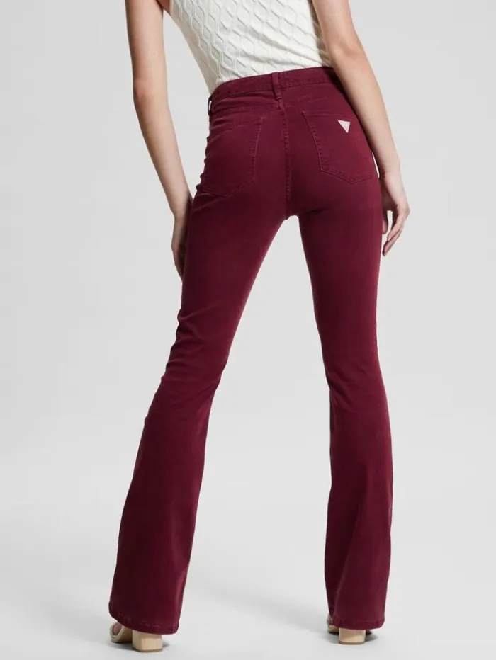 Women GUESS Jeans and Denim Eco Sexy Flare Velvet Pants Mystic Wine
