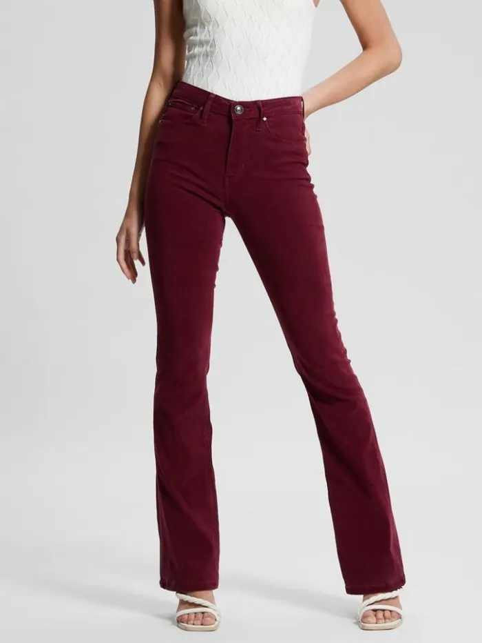 Women GUESS Jeans and Denim Eco Sexy Flare Velvet Pants Mystic Wine