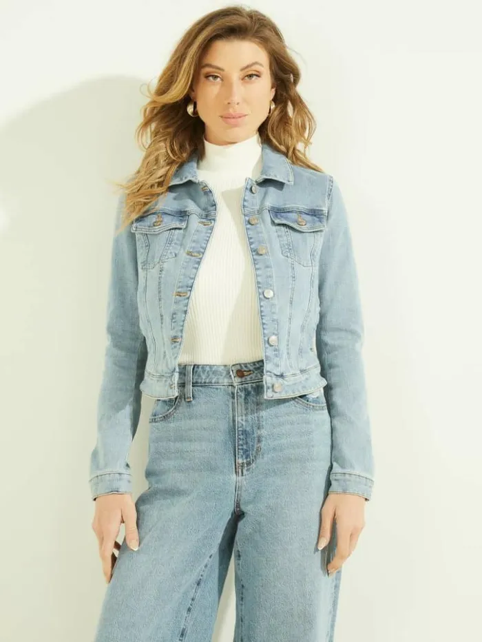 Women GUESS Jeans and Denim Eco Sexy Trucker Jacket Aria Wash