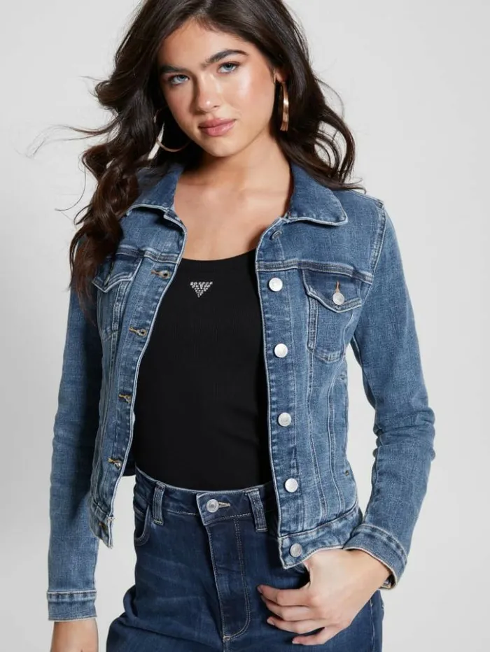 Women GUESS Jeans and Denim Eco Sexy Trucker Jacket Reign Wash