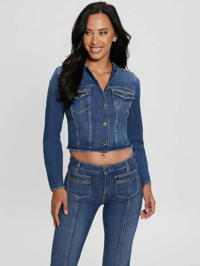 Women GUESS Jeans and Denim Eco Terrie Denim Jacket Enlinghtment Dark