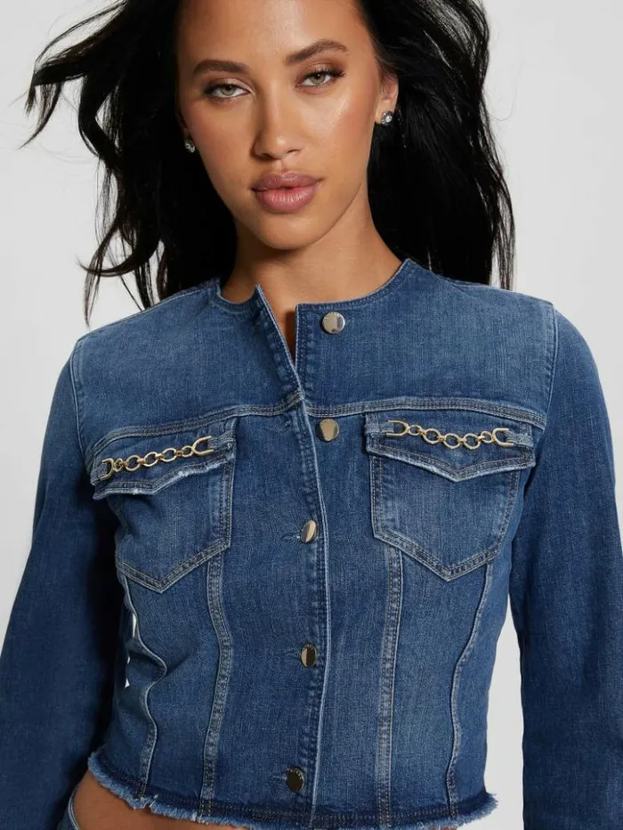 Women GUESS Jeans and Denim Eco Terrie Denim Jacket Enlinghtment Dark