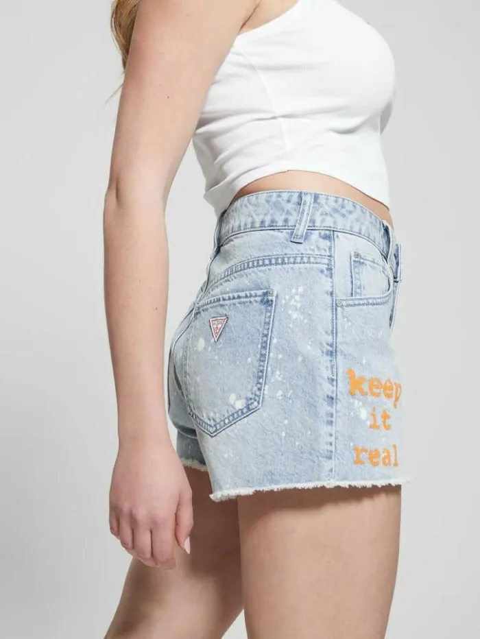 Women GUESS Jeans and Denim Graphic Splatter Denim Mom Shorts Artist Splash