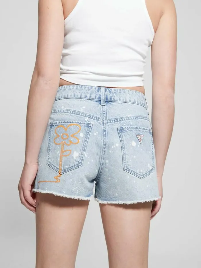 Women GUESS Jeans and Denim Graphic Splatter Denim Mom Shorts Artist Splash