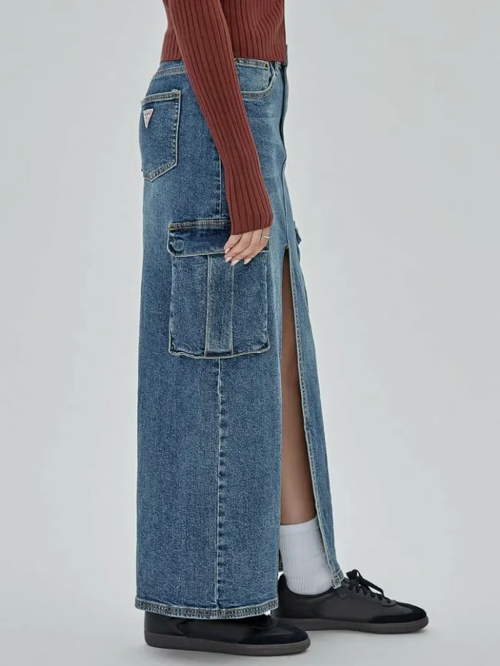 Women GUESS Jeans and Denim GUESS Originals Denim Cargo Skirt Go Fez Medium Wash Women GUESS Jeans and Denim GUESS Originals Denim Cargo Skirt Go Fez Medium Wash