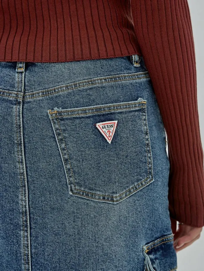 Women GUESS Jeans and Denim GUESS Originals Denim Cargo Skirt Go Fez Medium Wash Women GUESS Jeans and Denim GUESS Originals Denim Cargo Skirt Go Fez Medium Wash
