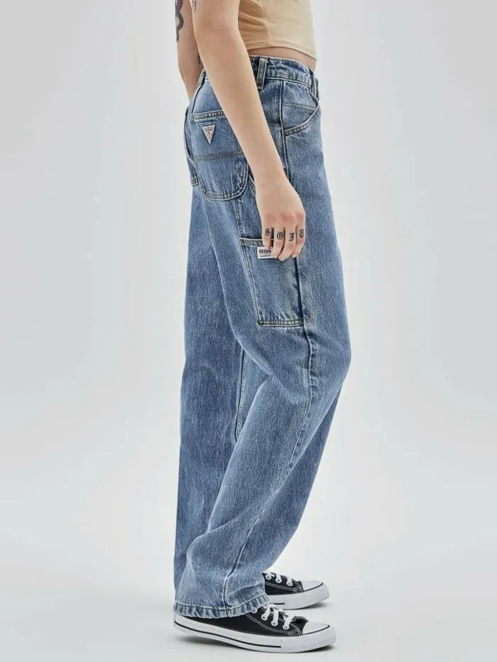 Women GUESS Jeans and Denim GUESS Originals Kit Acid Washed Carpenter Jeans Go Medium Indigo Acid Was Women GUESS Jeans and Denim GUESS Originals Kit Acid Washed Carpenter Jeans Go Medium Indigo Acid Was