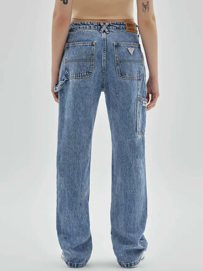 Women GUESS Jeans and Denim GUESS Originals Kit Acid Washed Carpenter Jeans Go Medium Indigo Acid Was Women GUESS Jeans and Denim GUESS Originals Kit Acid Washed Carpenter Jeans Go Medium Indigo Acid Was