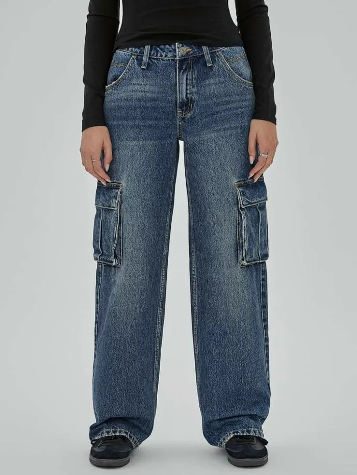 Women GUESS Jeans and Denim GUESS Originals Kit Cargo Jeans Originals Dark Wash Women GUESS Jeans and Denim GUESS Originals Kit Cargo Jeans Originals Dark Wash