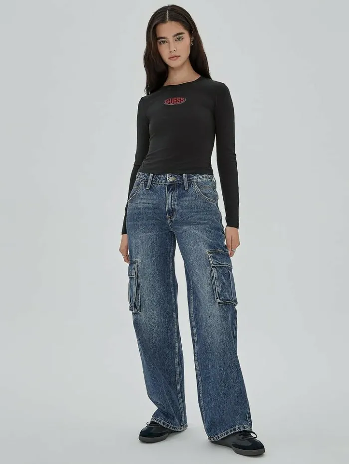 Women GUESS Jeans and Denim GUESS Originals Kit Cargo Jeans Originals Dark Wash Women GUESS Jeans and Denim GUESS Originals Kit Cargo Jeans Originals Dark Wash