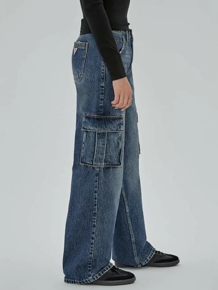 Women GUESS Jeans and Denim GUESS Originals Kit Cargo Jeans Originals Dark Wash Women GUESS Jeans and Denim GUESS Originals Kit Cargo Jeans Originals Dark Wash