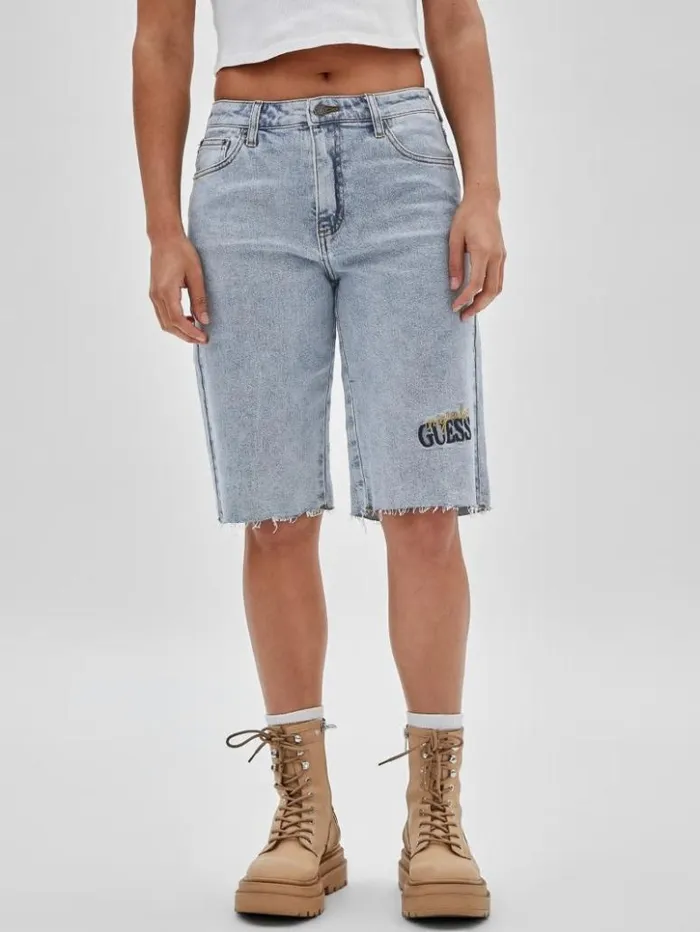 Women GUESS Jeans and Denim GUESS Originals Kit Denim Bermuda Shorts Go Jackie Acid Wash