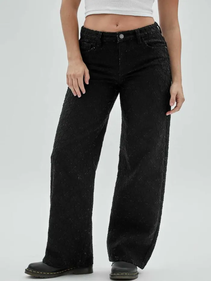 Women GUESS Jeans and Denim GUESS Originals Lace Denim WideLeg Jeans Black