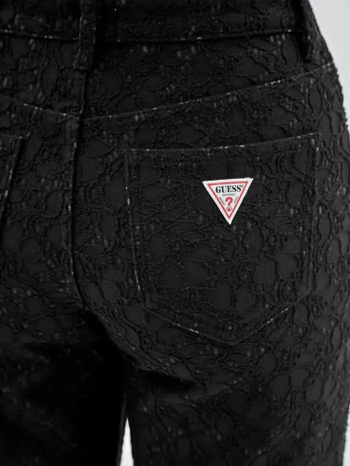 Women GUESS Jeans and Denim GUESS Originals Lace Denim WideLeg Jeans Black