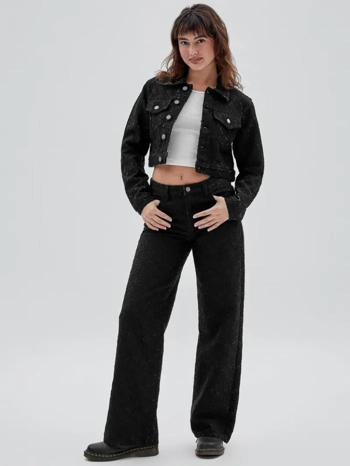 Women GUESS Jeans and Denim GUESS Originals Lace Denim WideLeg Jeans Black