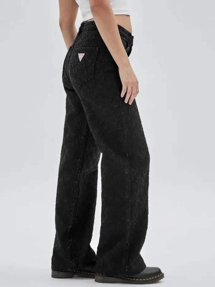 Women GUESS Jeans and Denim GUESS Originals Lace Denim WideLeg Jeans Black