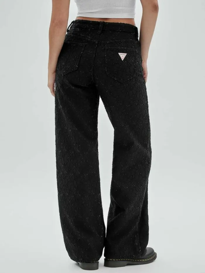 Women GUESS Jeans and Denim GUESS Originals Lace Denim WideLeg Jeans Black