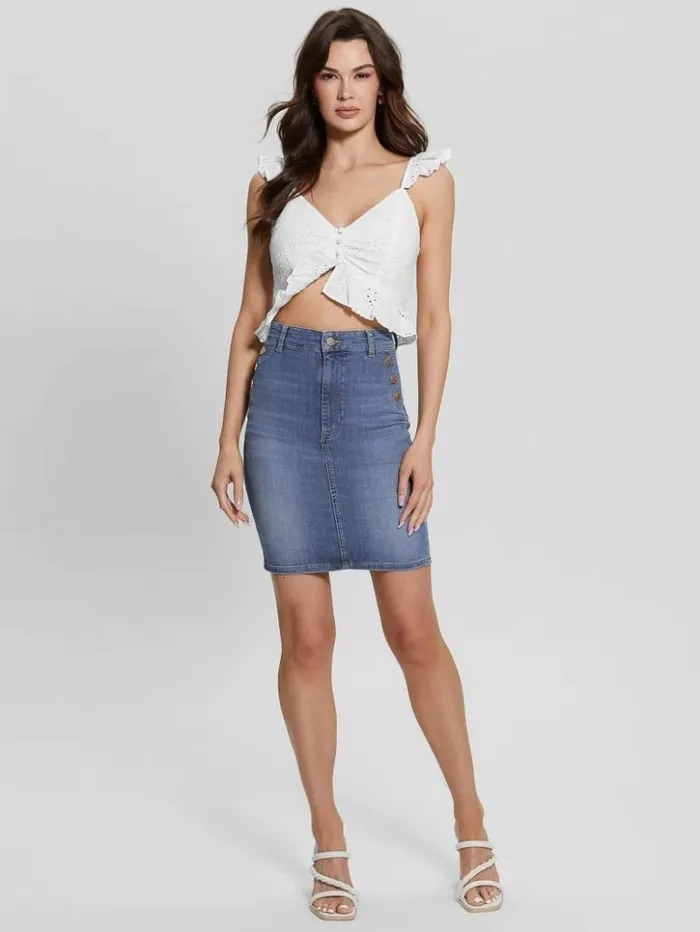 Women GUESS Jeans and Denim Iolonda Denim Skirt Feather Sky