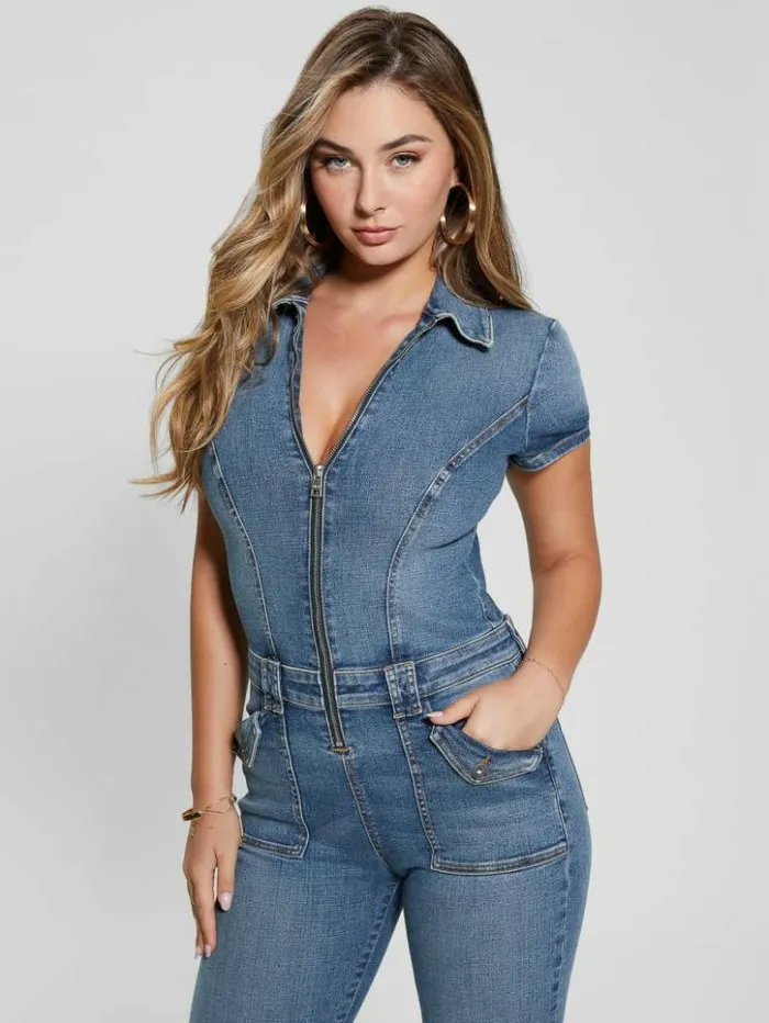 Women GUESS Jeans and Denim Jade Denim Jumpsuit Persian Indigo