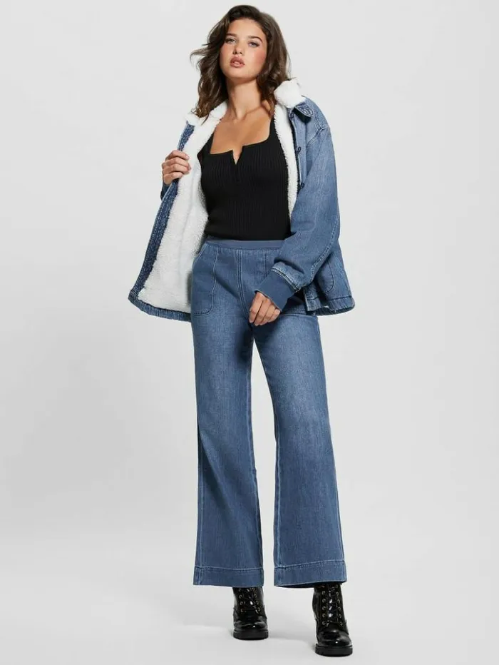 Women GUESS Jeans and Denim Lana SherpaLined Denim Jacket Noka Wash