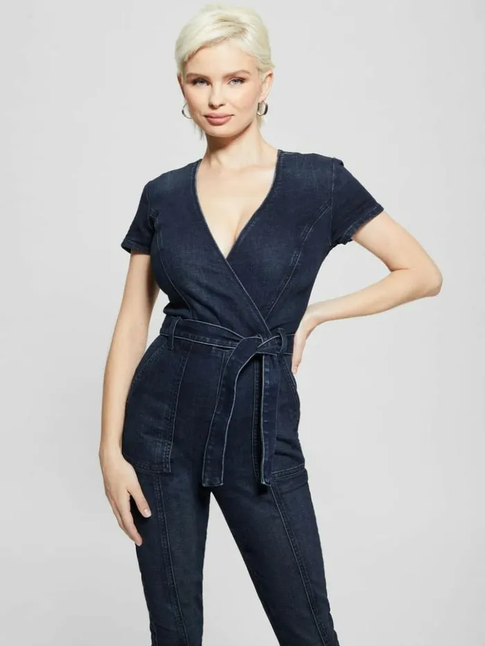 Women GUESS Jeans and Denim Leslie Denim Jumpsuit Blue Lagoon Indigo Wash
