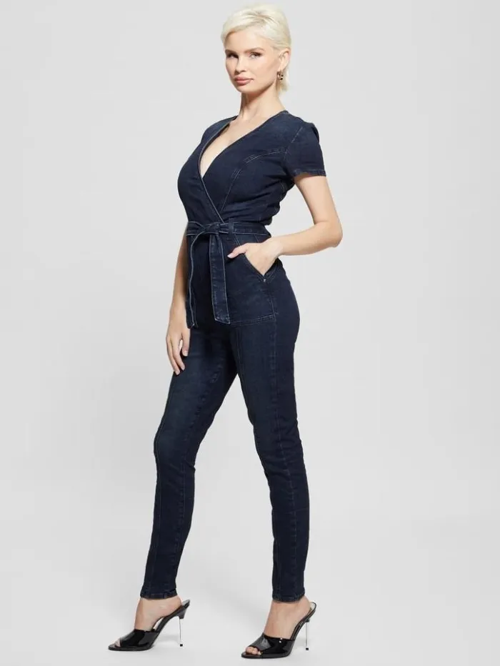 Women GUESS Jeans and Denim Leslie Denim Jumpsuit Blue Lagoon Indigo Wash