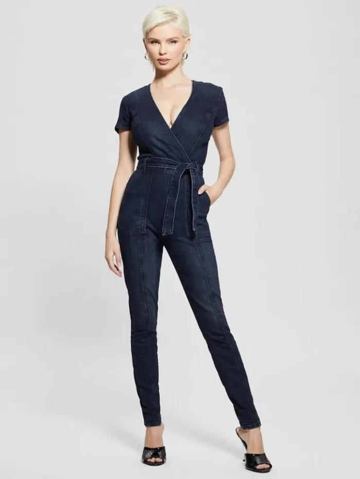 Women GUESS Jeans and Denim Leslie Denim Jumpsuit Blue Lagoon Indigo Wash