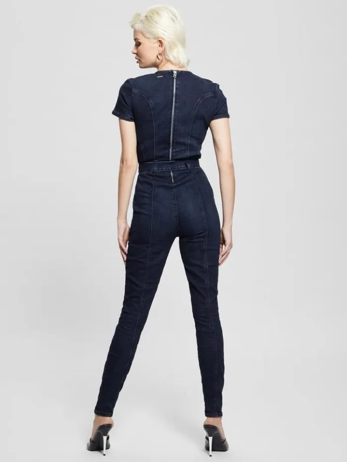 Women GUESS Jeans and Denim Leslie Denim Jumpsuit Blue Lagoon Indigo Wash