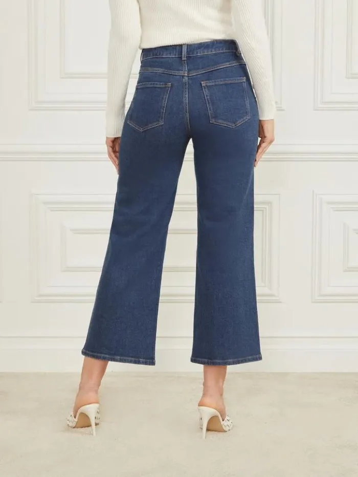 Women GUESS Jeans and Denim Lyric WideLeg Denim Pant Dark Blue Denim Wash