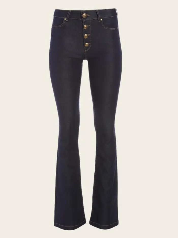 Women GUESS Jeans and Denim Mini Flare Denim Pant Blue Rinse Wash