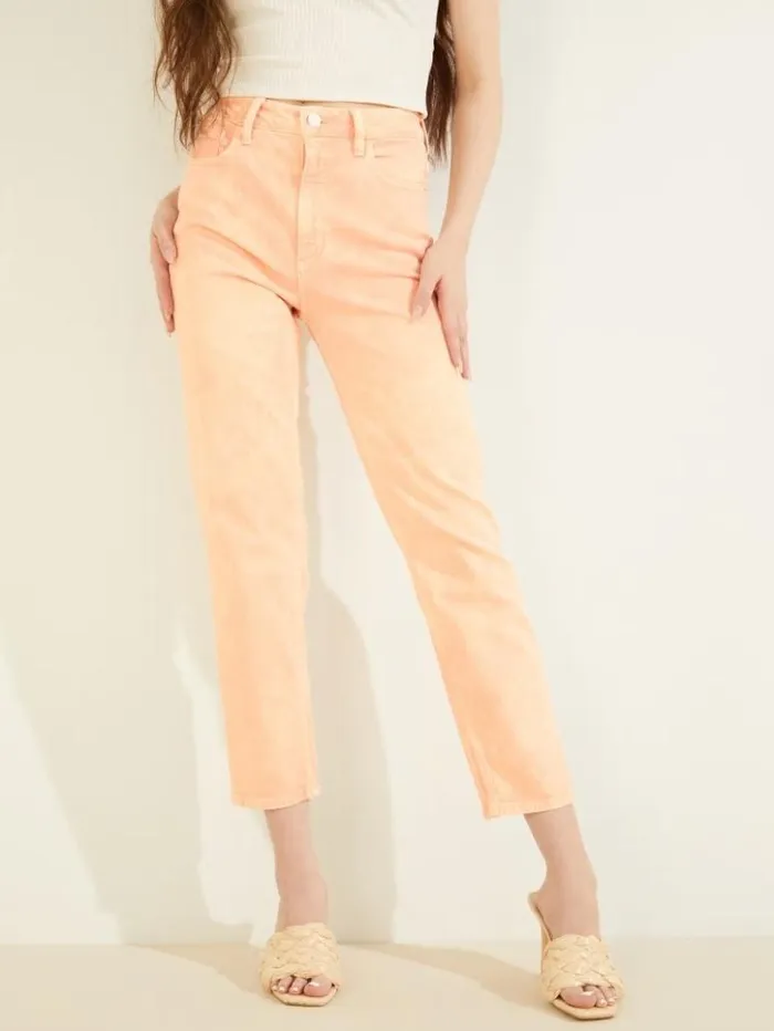 Women GUESS Jeans and Denim Mom Jeans Durazno Acid Wash