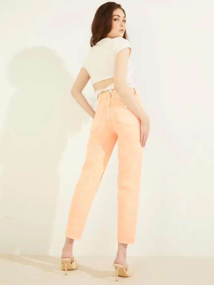 Women GUESS Jeans and Denim Mom Jeans Durazno Acid Wash