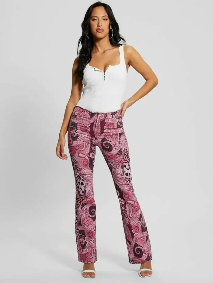 Women GUESS Jeans and Denim Pop 03990s FrayedWaist Flared Jeans Purple Kashmir Wash Women GUESS Jeans and Denim Pop 03990s FrayedWaist Flared Jeans Purple Kashmir Wash