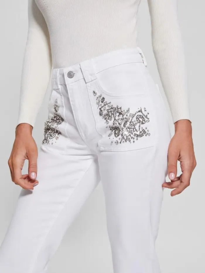 Women GUESS Jeans and Denim Rayna Baby Boot Jeans Pure White Multi