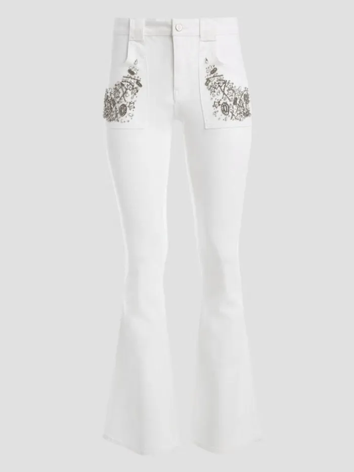 Women GUESS Jeans and Denim Rayna Baby Boot Jeans Pure White Multi