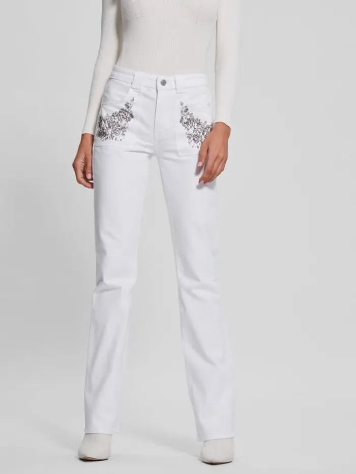 Women GUESS Jeans and Denim Rayna Baby Boot Jeans Pure White Multi