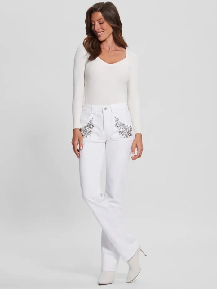 Women GUESS Jeans and Denim Rayna Baby Boot Jeans Pure White Multi